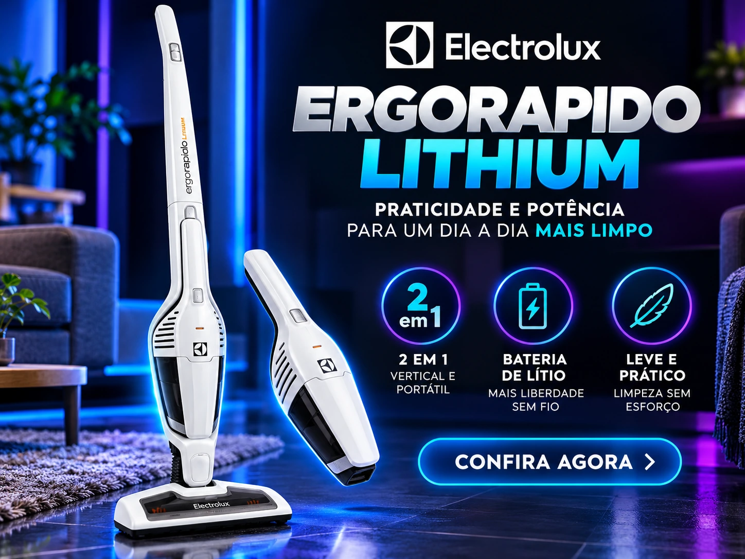 Aspirador Vertical Electrolux Ergorapido 2 em 1 ERG21 Bivolt — imagem 3
